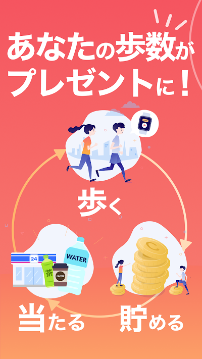 auウェルネス-ヘルスケア＆歩くとコイン(ポイント)がたまる