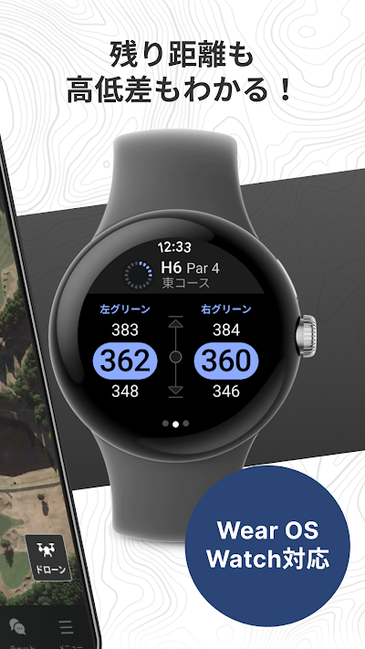 楽天ゴルフスコア管理アプリ　GPS、距離、高低差の計測機能